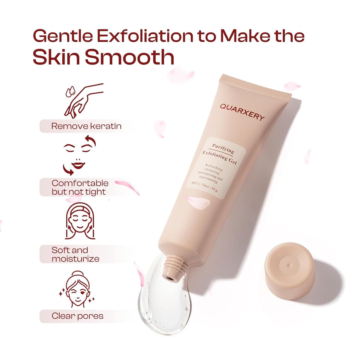 QUARXERY Purifying Exfoliating Gel 2Pcs：Gentle for Face - Facial Peeling Gel Scrub for Face Cleans Dirt & Oils