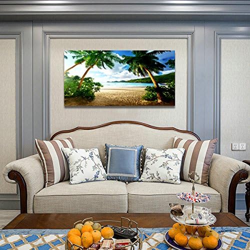 Wall Art Sea Beach Coconut Tree Landscape Picture Print Canvas Wall Art Modern - Image 2