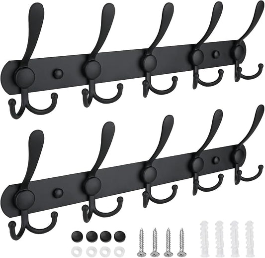 TICONN Wall Mounted Coat Rack, Five Heavy Duty Tri Hooks All Metal Construction by TICONN