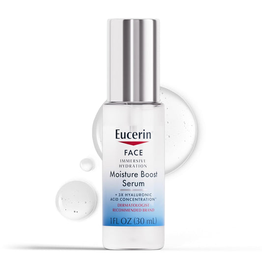 Eucerin Face Immersive Hydration Moisture Boost Face Serum, Ultra-Lightweight Hyaluronic Acid Serum Improves the Look of Fine Lines and Wrinkles, Facial Moisturizer for All Skin Types, 1 Fl Oz Bottle
