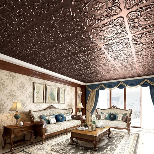 Art3dwallpanels Drop Ceiling Tiles, 24 x 24 Inch, 12 Pack, Antique Copper - Image 6