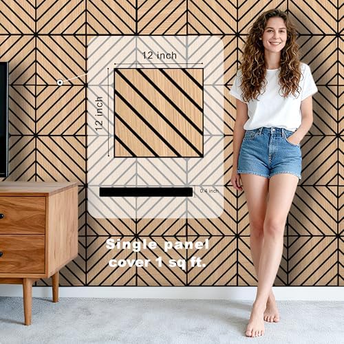WoveN SounD Acoustic Wall Panels, Natural Oak, 16 Pack, 12x12 in - Image 2