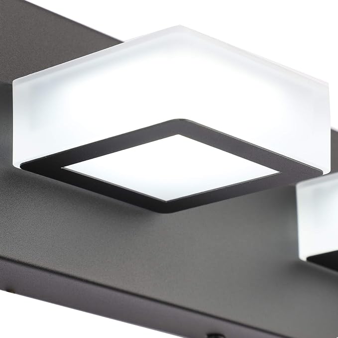 Ralbay LED Modern Black Vanity Lights 5 Lights Acrylic Matte Black Bathroom - Image 2