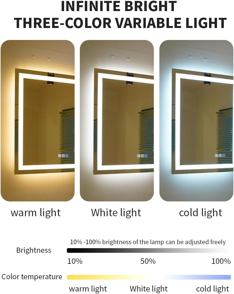 FLJ 24X32 inch Rectangular LED Bathroom Mirror - Image 7