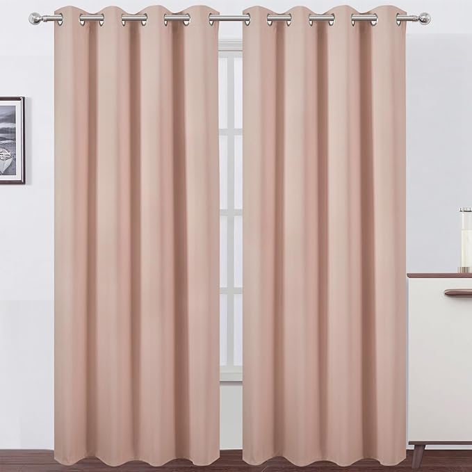 LEMOMO Blackout Curtains 52 x 108 inch/Blush Curtains Set of 2 Panels/Thermal by Lemomo