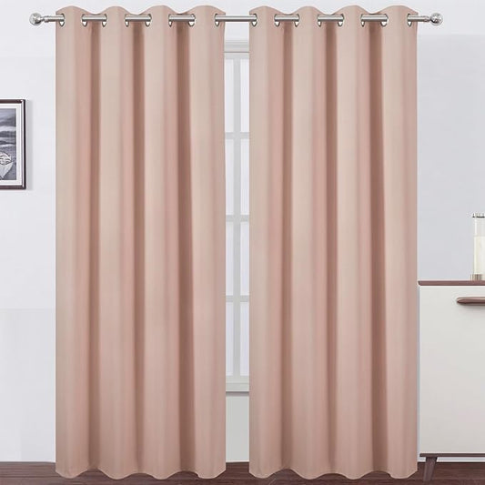 LEMOMO Blackout Curtains 66 x 84 inch/Blush Curtains Set of 2 Panels/Thermal by Lemomo