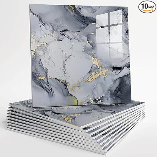 10pcs Peel and Stick Tile Shower Waterproof Marble Tiles Wall Panels, by Unknown