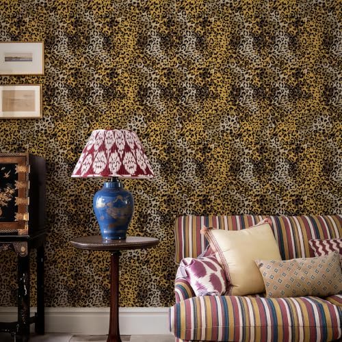 JiffDiff Black Gold Leopard Print Peel and Stick Wallpaper, 17.3" x 120" - Image 2