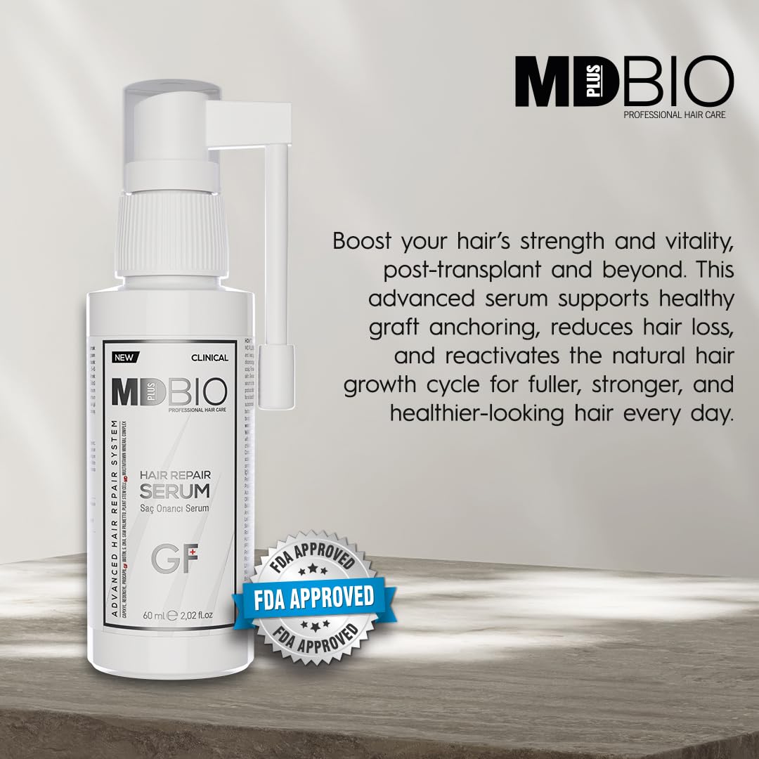 MD PLUS BIO Hair Repair Serum - Thicker, Fuller, Hair Loss and Thinning Treatment Serum - Women and Men Hair Care Products Spray - All Hair Types - 2.02 Fl oz (60 ml)