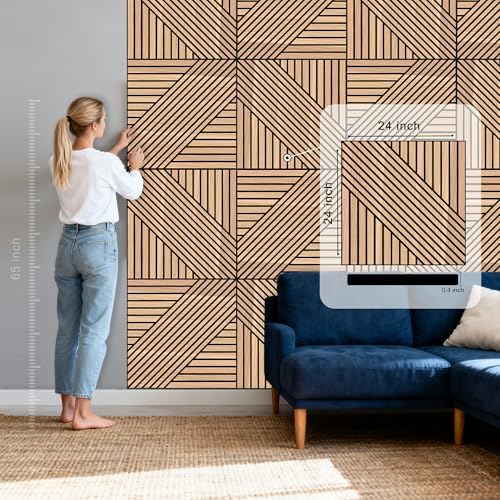 WoveN SounD Acoustic Wall Panels, Natural Oak, 8 Pack, 23.6x23.6 in - Image 2