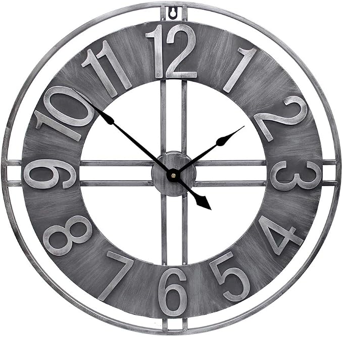 30 inch Large Wall Clock Decorative Solid Metal Retro Decor by YIDIE
