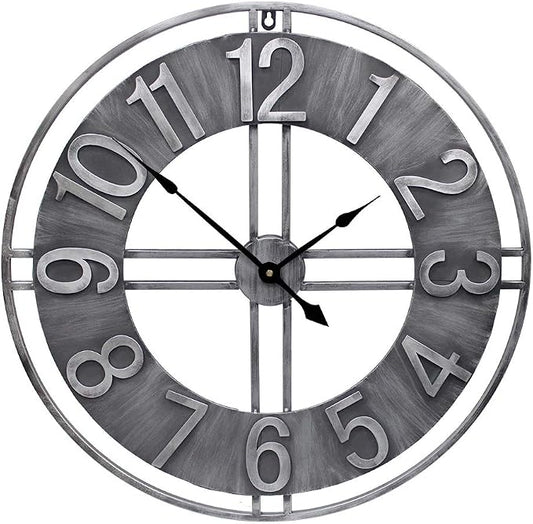 30 inch Large Wall Clock Decorative Solid Metal Retro Decor by YIDIE