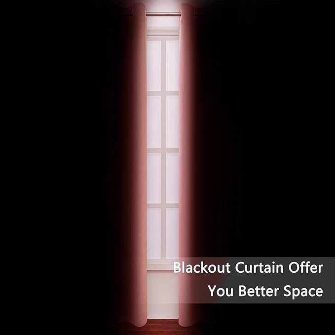 LEMOMO Blackout Curtains 66 x 95 inch/Coral Curtains Set of 2 Panels/Thermal - Image 3