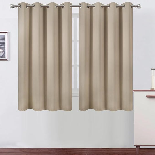 LEMOMO Khaki Thermal Blackout Curtains/52 x 54 Inch/Set of 2 Panels Room by Lemomo