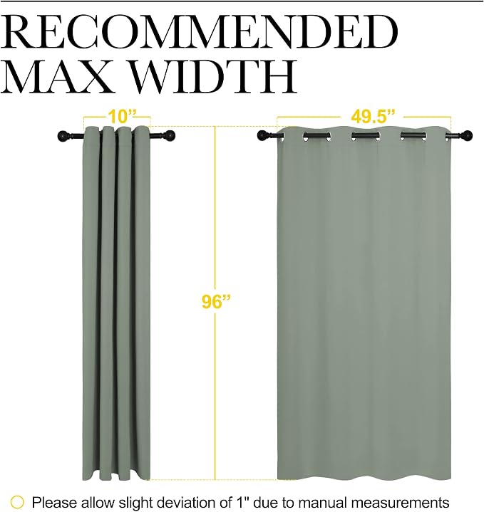 NICETOWN Greyish Green Blackout Curtains 96" Long - Image 7