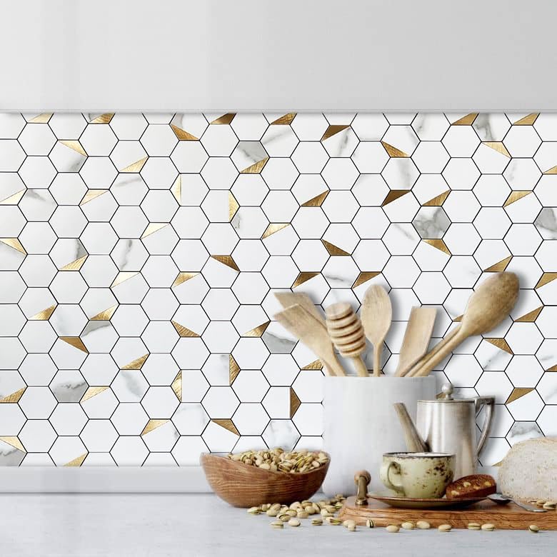 DICOFUN 10-Sheet Hexagon Tile Peel and Stick Backsplash - Image 2