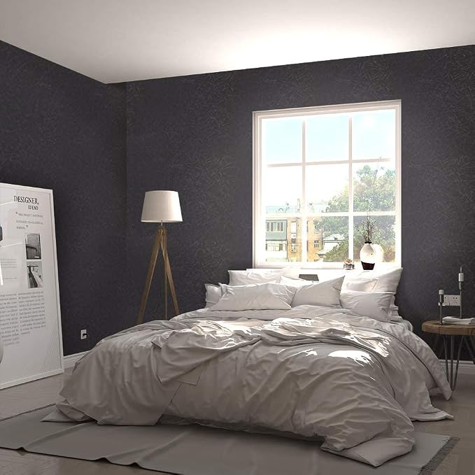 Abyssaly 17.71" x 118" Black Silk Wallpaper Peel and Stick Embossed Self - Image 5