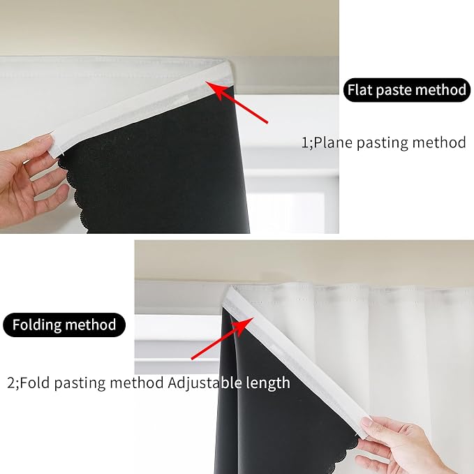 AJAZZ 100% Black Out Curtains Adhesive Blackout Temporary Curtain Rod No - Image 5