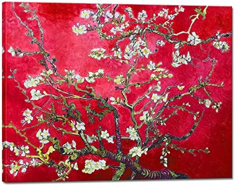 Wieco Art Large Red Almond Blossom Tree Vincent Van Gogh Paintings Reproduction by WiecoArt