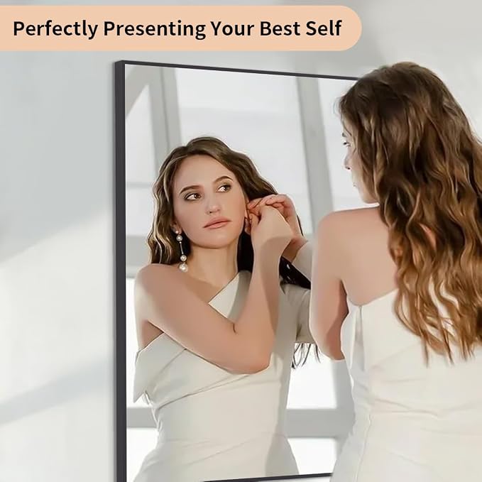 Koonmi Black Mirrors for Wall, 30x60 Inch Bathroom Mirror, Rectangular Wall - Image 9