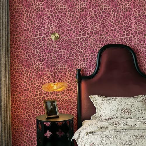 JiffDiff Upgrade Pink Leopard Print Peel and Stick Wallpaper, 17.3" x 400" - Image 2