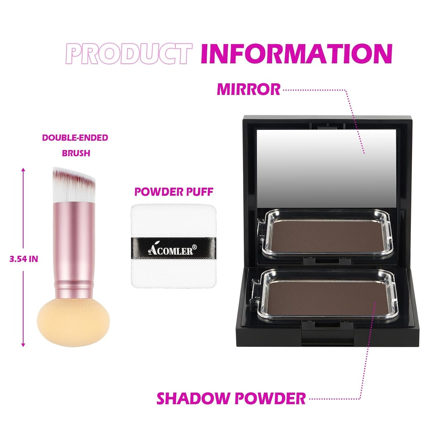 Acomler Root Touch Up Powder, Hairline Powder for Thinning Hair, Root Touch Up Hair Color, Gray Hair Coverage for Women Men Cover Up, Hair Loss Concealer Includes Makeup Brush (Medium Brown, 0.42oz)