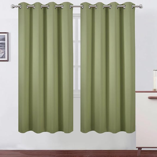 LEMOMO Blackout Curtains 66 x 72 Inch Long Sage Green Curtains Set of 2 Panels by Lemomo
