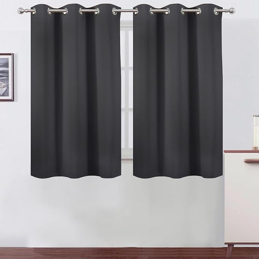 LEMOMO Dark Grey Blackout Curtains/38 x 54 Inch/Set of Two Panels Grommet by Lemomo