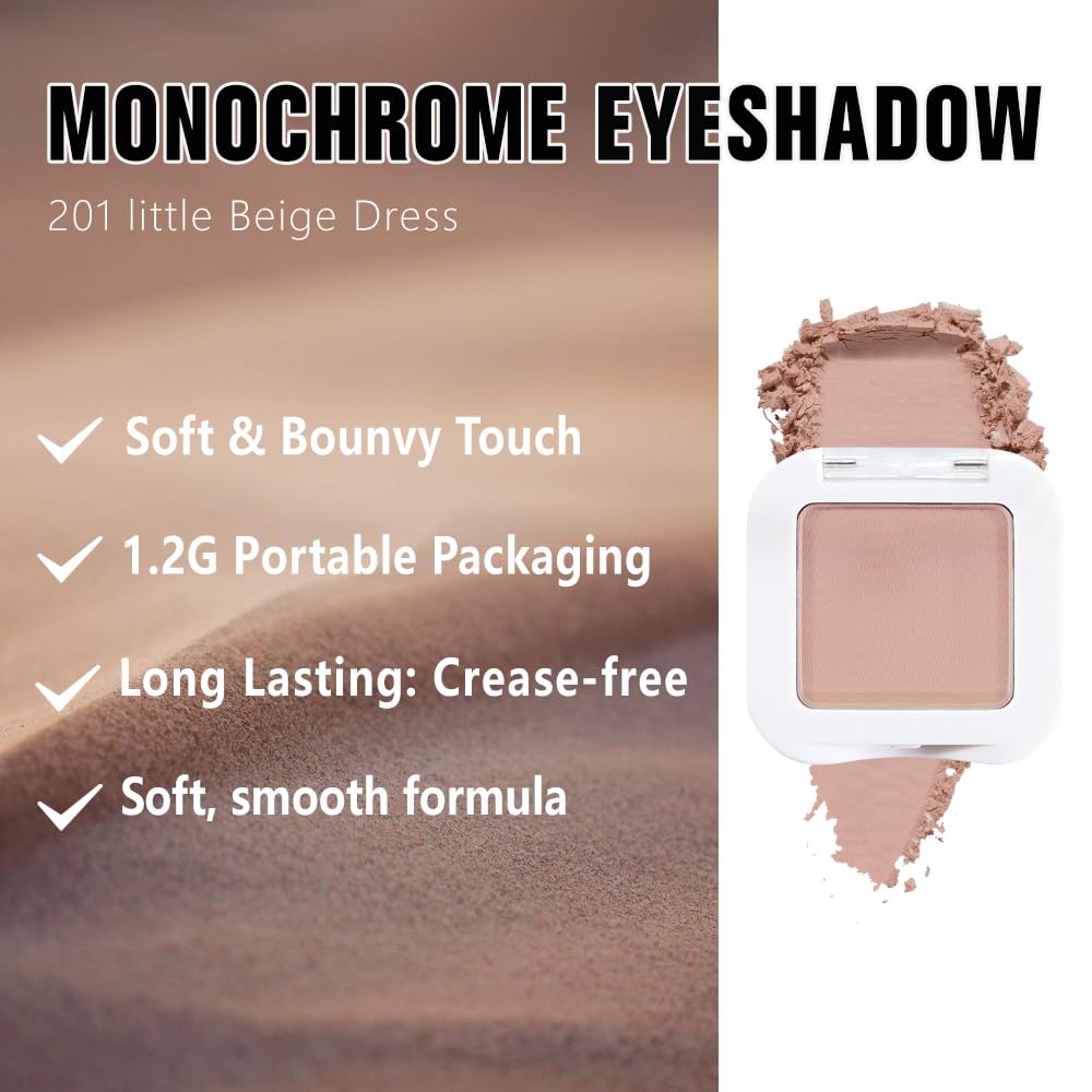 evpct Matte Mauve Pink Single Eyeshadow Palette Makeup for Older Women, Nude Pink Cream Eye shadow Palette Single for Older Women Matte, High Pigment Long Lasting Monochrome Eyeshadow, sombra de ojos
