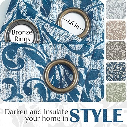 jinchan Blue Floral Blackout Curtains 84 Inch Farmhouse Grommet 2 Panels - Image 6