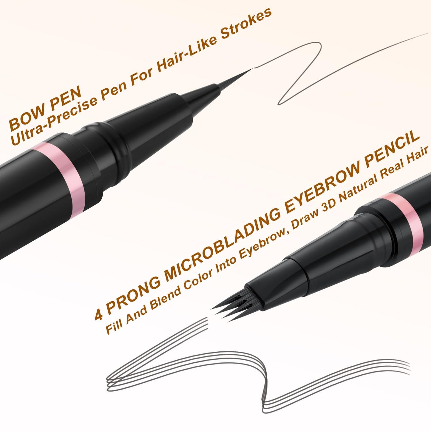 Eyebrow Pencil Makeup Kit, with Waterproof 2-IN-1 Microblading Eyebrow Pen, Eyebrow Pomade, Eyeliner and Dual-ended Eyebrow Brush, Brow Pencil Kit for Natural Eyebrows - Dark Grey