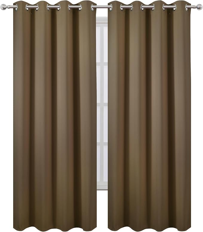 LEMOMO Brown Thermal Blackout Curtains/52 x 95 Inch/Set of 2 Panels Room - Image 2