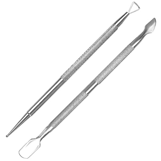 Manicure Kit for Women, 2-Piece Stainless Steel Nail Tools with Double-Ended Cuticle Pusher & Cuter, Gel Polish Remove Tool & Nail Dotter Pen for Nail Art, Home and Salon