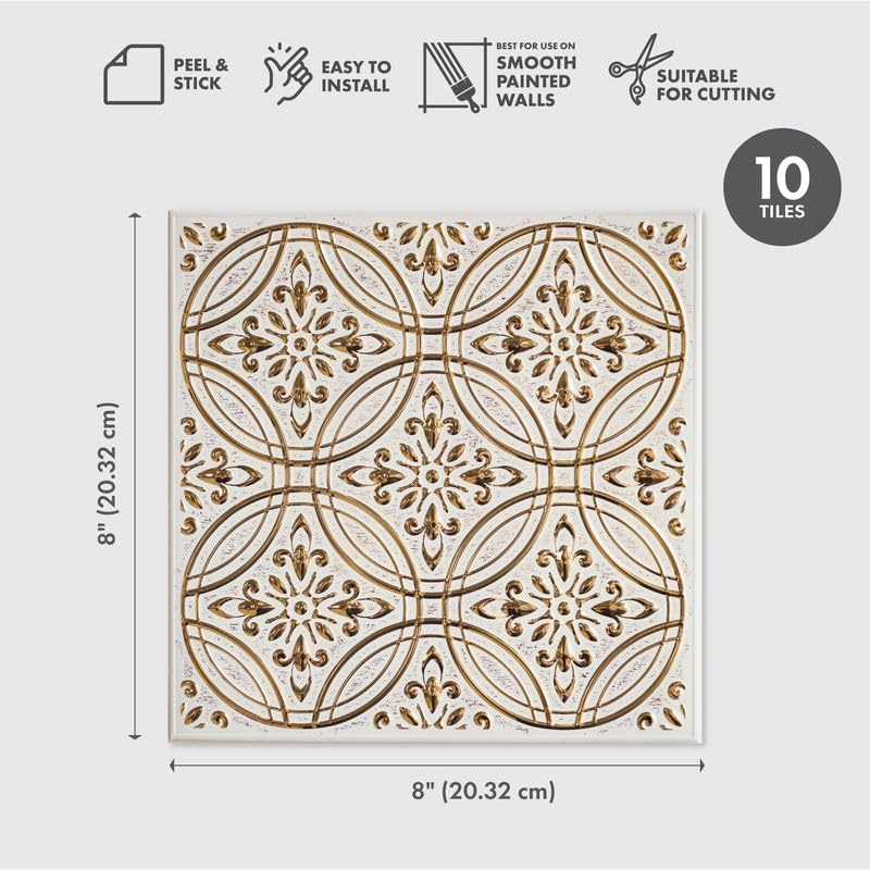 Peel and Stick Metal Tiles, Pastel Painted Gold - Image 2