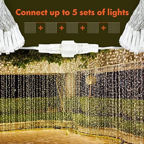 Twinkle Star 300 LED Window Curtain String Lights, Warm White, 2 Pack - Image 5