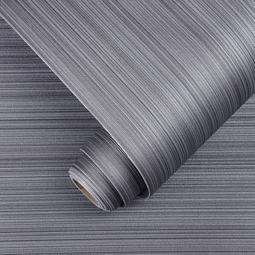 CAX Dark Grey Grasscloth Peel and Stick Wallpaper Texture Contact Paper by CAXPeelandStickWallpaper
