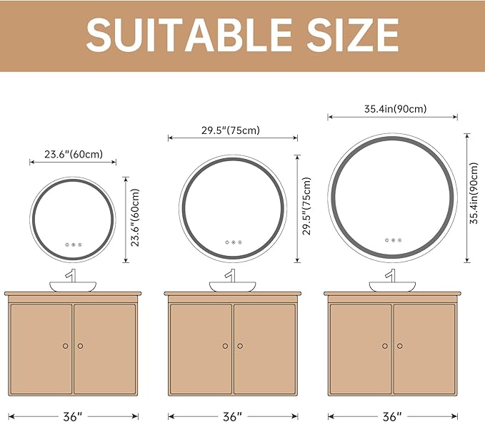 LOVESPEJO 24 Inch Round Backlit Bathroom Mirror - Image 2