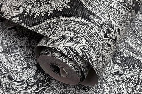 Blooming Wall Damasks Flocking Embossed Textured Wallpaper Roll - Image 4