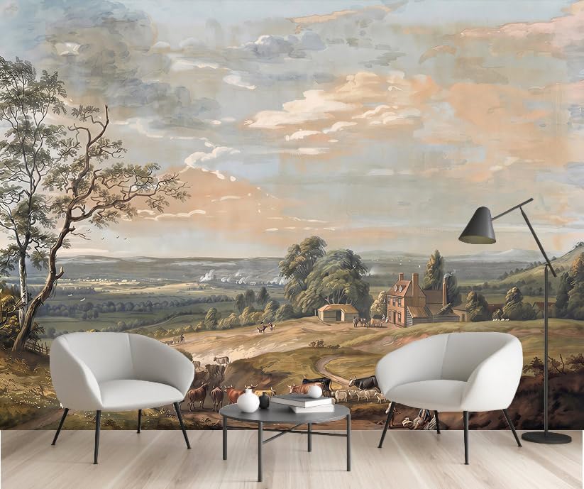 Oil painting-style wallpaper featuring natural landscapes peel and stick - Image 3