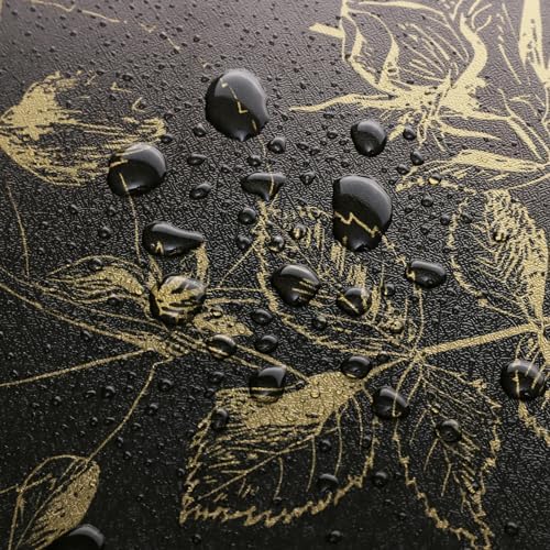 Safiyya Peel and Stick Wallpaper Floral Birds Contact Paper Black and Gold - Image 6