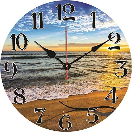 TAHEAT Beach Waves in The Sunset Wall Clock, Silent Non Ticking Battery by TAHEAT