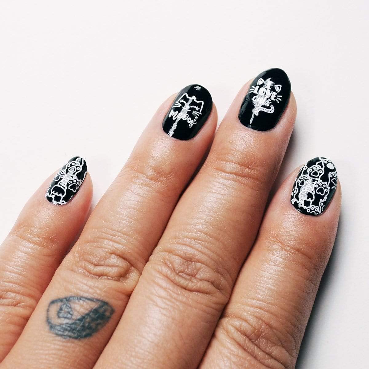 Maniology On the Prowl Nail Stamping Starter Kit | Cat-Themed Nail Art, Playful Kittens, Paw Prints & Whisker Designs DIY Manicures – Includes Stamping Plate, Polish, Top Coat, Stamper & Scraper Card