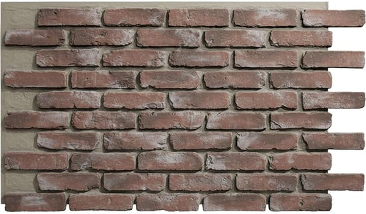 EverStone Aged Brick Faux Brick Panel, 46 7/8"W x 27"H x 1 1/4"D, Burnished Red by EkenaMillwork