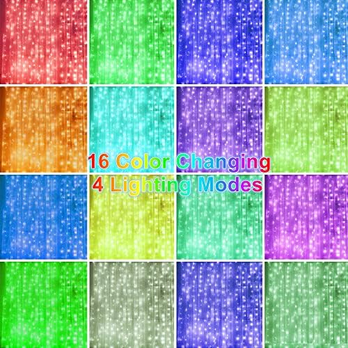 HOME LIGHTING Window Curtain String Lights, 300 LED RGB 16 Colors Changing - Image 2