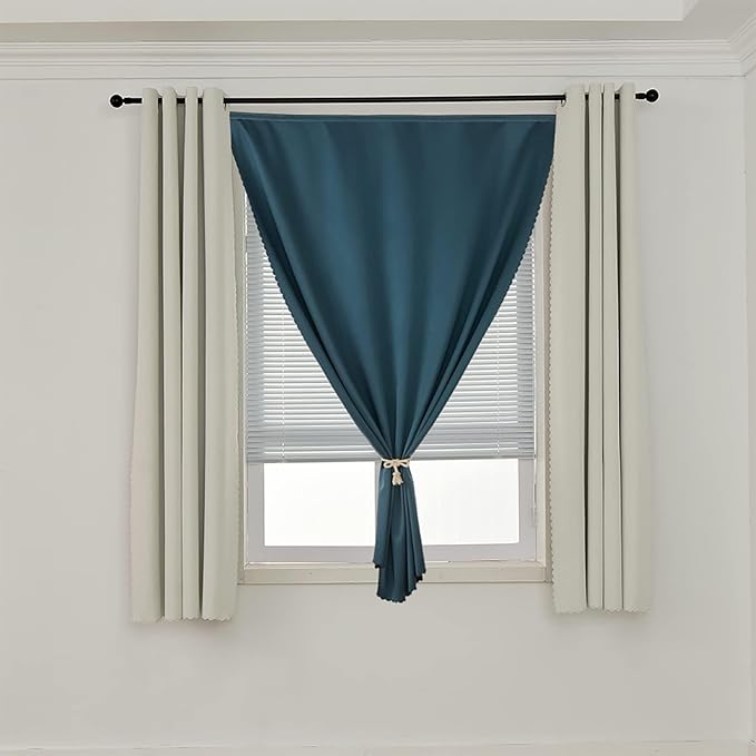 AJAZZ 100% Black Out Curtains Adhesive Blackout Temporary Curtain Rod No - Image 7