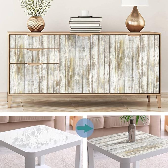 Arthome 17x393'' Gray Rustic Wood Contact Paper Peel and Stick Self-Adhesive - Image 4