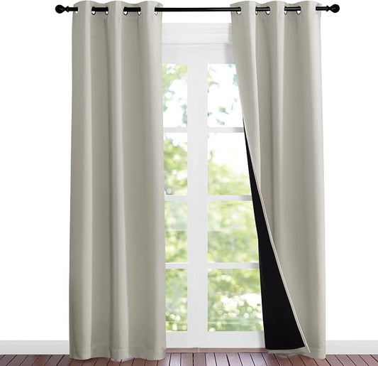 NICETOWN Natural Blackout Curtains 84 inches Long, Full Light Blocking Drapes by NICETOWN