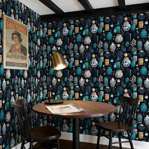Vintage Vase Peel and Stick Wallpaper, Dark Academia Celestial Wallpaper - Image 3