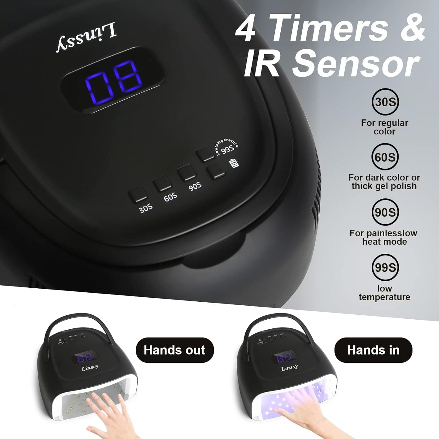 60W Rechargeable UV LED Nail Lamp, Faster Wireless Nail Dryer Gel Polish Light 42 Beads & Portable Handle, Professional Curing Lamp for Fingernail and Toenail (White)