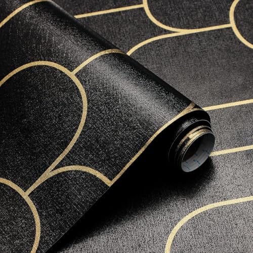 Yasinet Black and Gold Wallpaper Black Geometric Contact Paper Modern Stripe by Yasinet